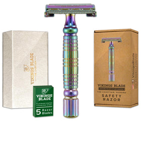 Vikings Blade Chieftain Aurora double edge safety razor front view