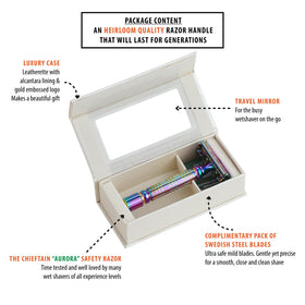 Vikings Blade Chieftain Aurora razor with luxury case