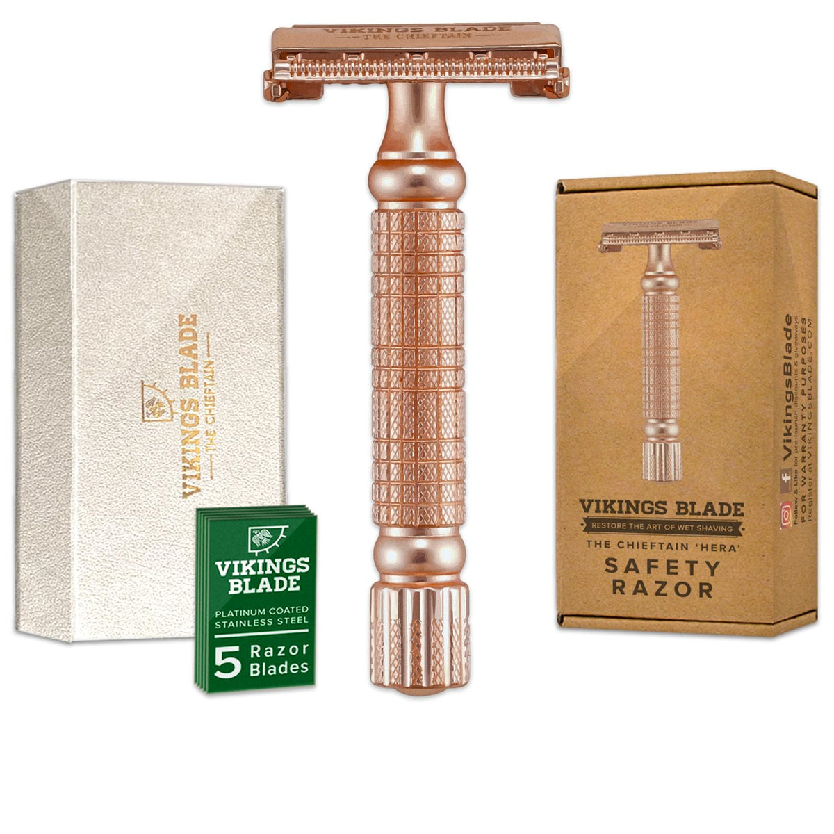 Vikings Blade Chieftain Hera double edge safety razor front view
