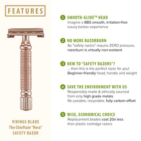 Vikings Blade Chieftain Hera safety razor with Swedish steel blades