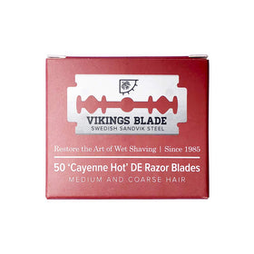 Vikings Blade Double Edge Razor Blades side view with packaging
