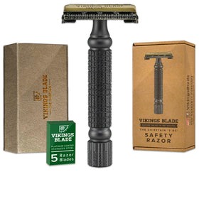 Vikings Blade Double Edge Safety Razor front view with luxury case