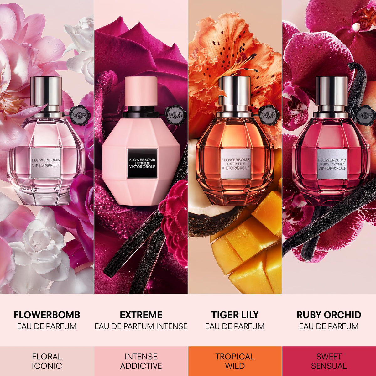 Viktor&Rolf Flowerbomb Eau de Parfum 1.7 oz bottle side view
