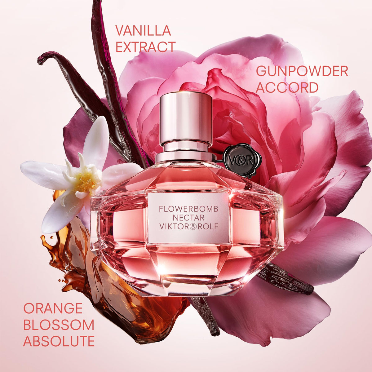 Viktor&Rolf Flowerbomb Nectar bottle with floral background