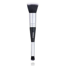 Vima Dual Ended Makeup Brush front view with flat and fluffy ends