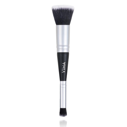 Vima Dual Ended Makeup Brush front view with flat and fluffy ends