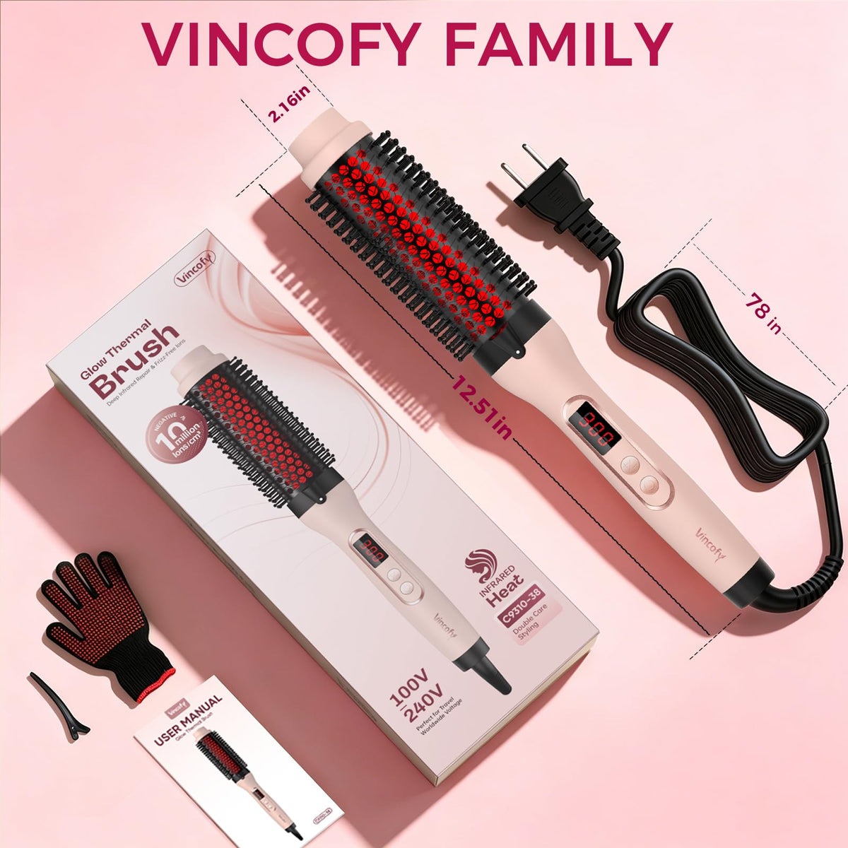 vincofy Infrared Thermal Brush side view with power button