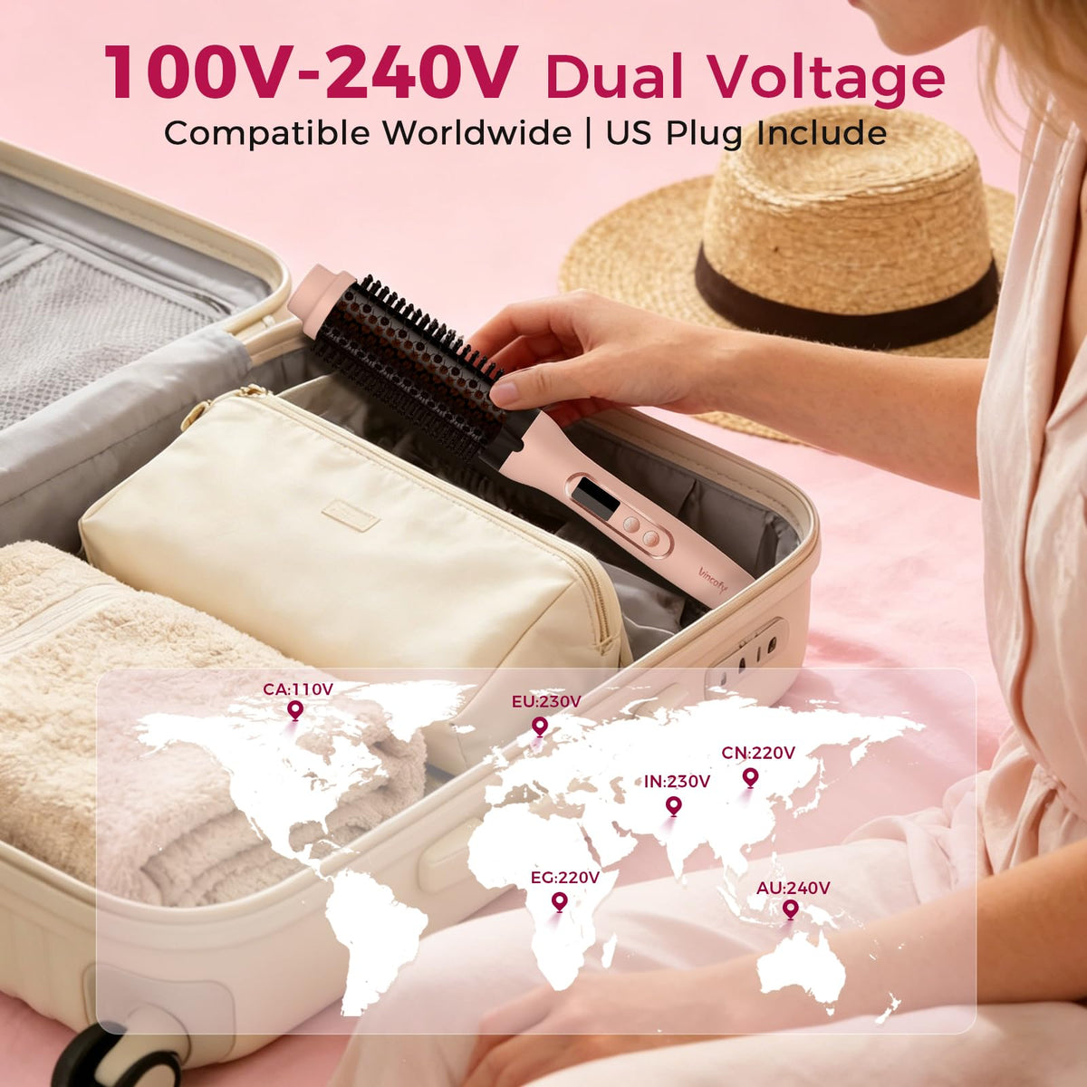 vincofy Infrared Thermal Brush with tourmaline ceramic barrel