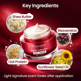 Vine Vera Merlot Day Cream jar with product details