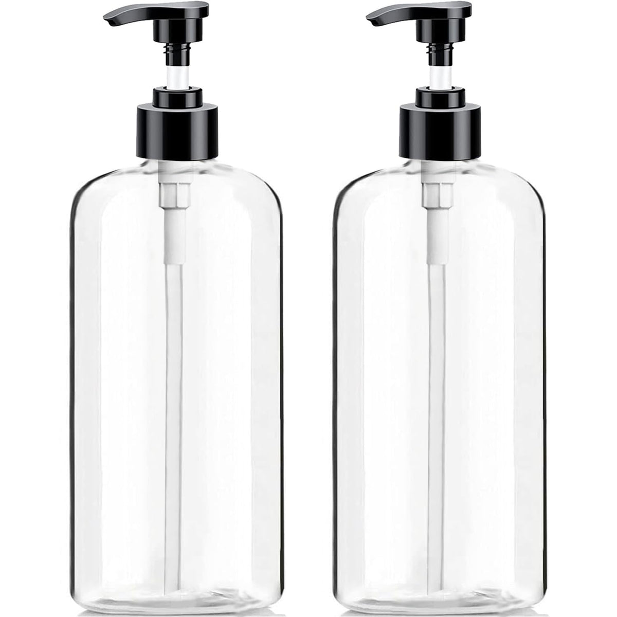 Vioetry 32oz clear pump bottle front view with black pump