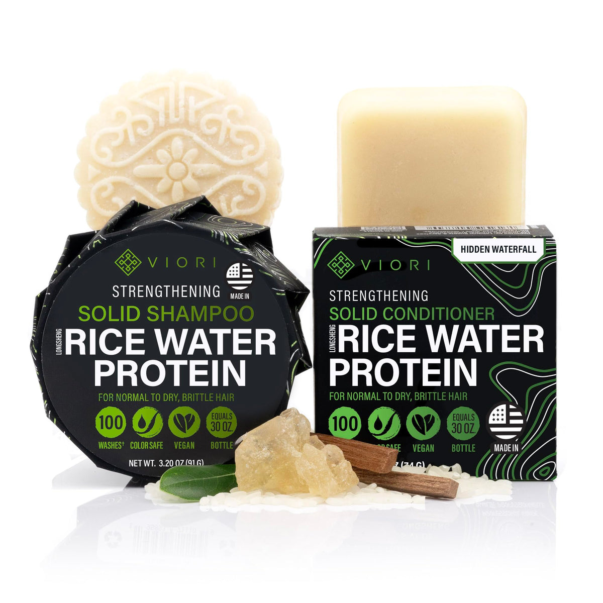Viori Strengthening Shampoo Bar in Hidden Waterfall scent