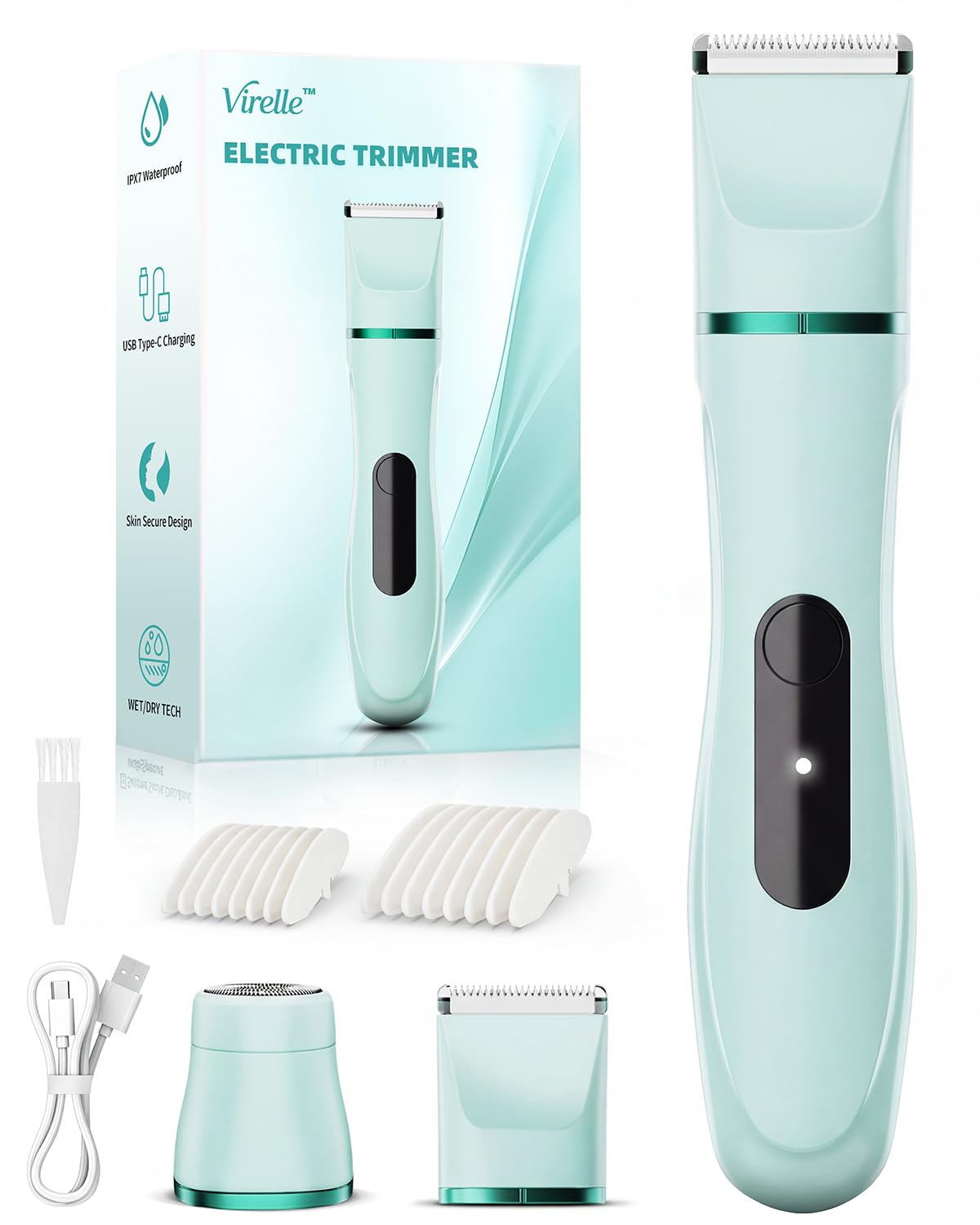 Virelle Bikini Trimmer front view with interchangeable heads