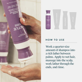 VIRTUE Flourish Hair Growth Shampoo with a gentle lather
