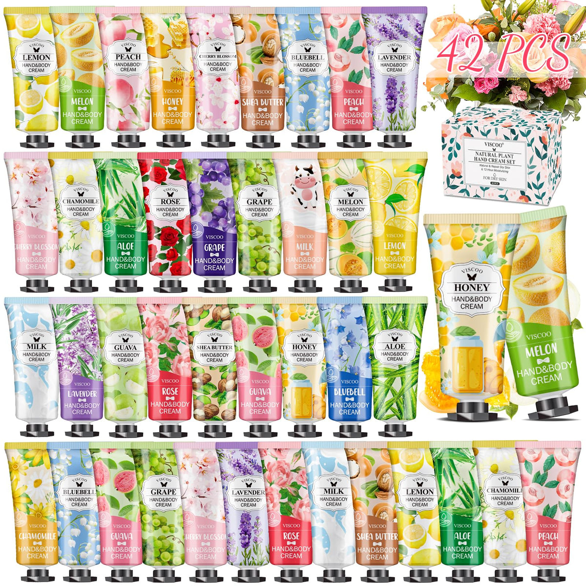 VISCOO 42 Pack Hand Cream Gift Set with assorted fragrances