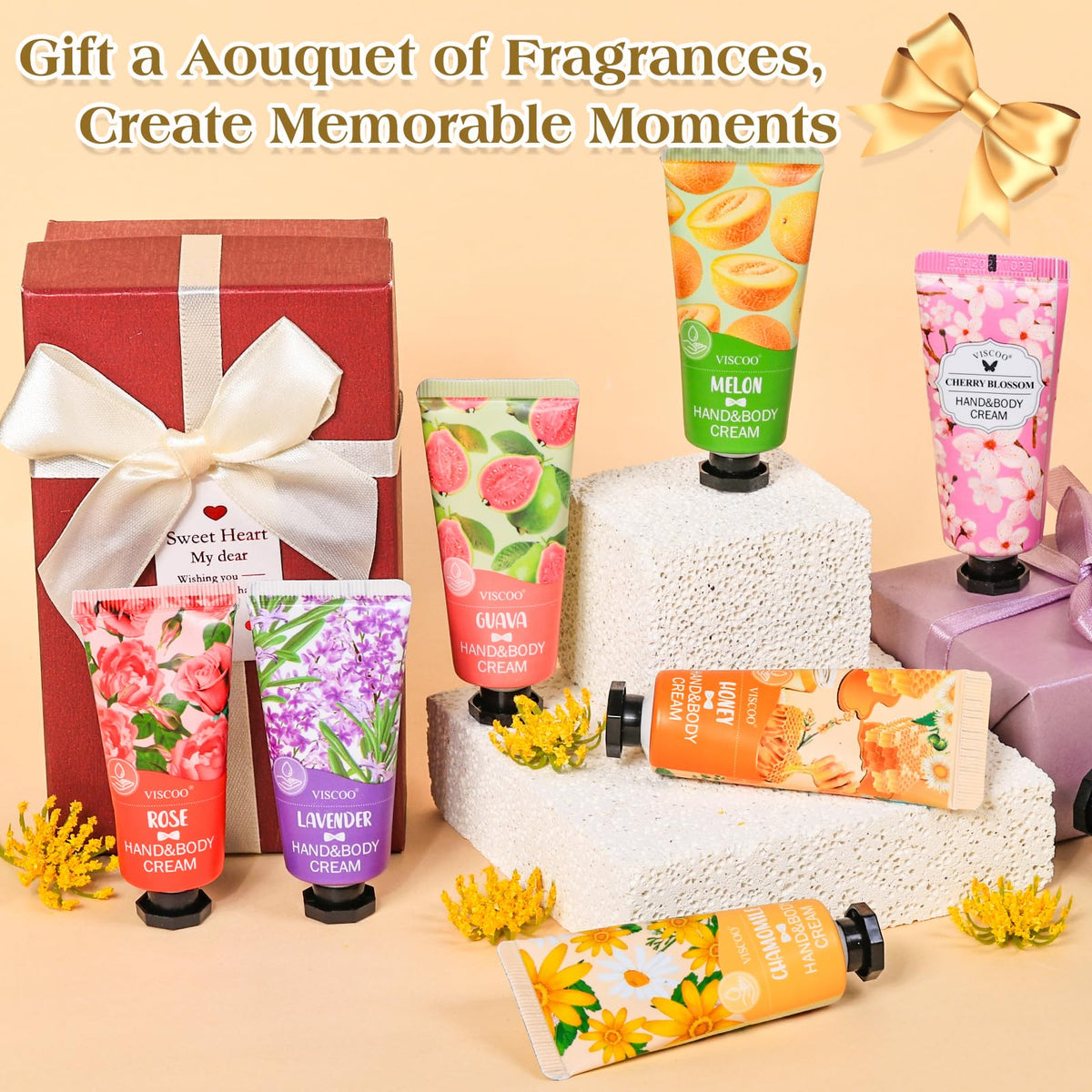 VISCOO hand cream set with floral and fruit scents