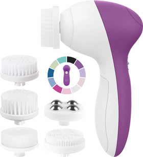 VISOFO Facial Cleansing Brush Amethyst front view with multiple brush heads