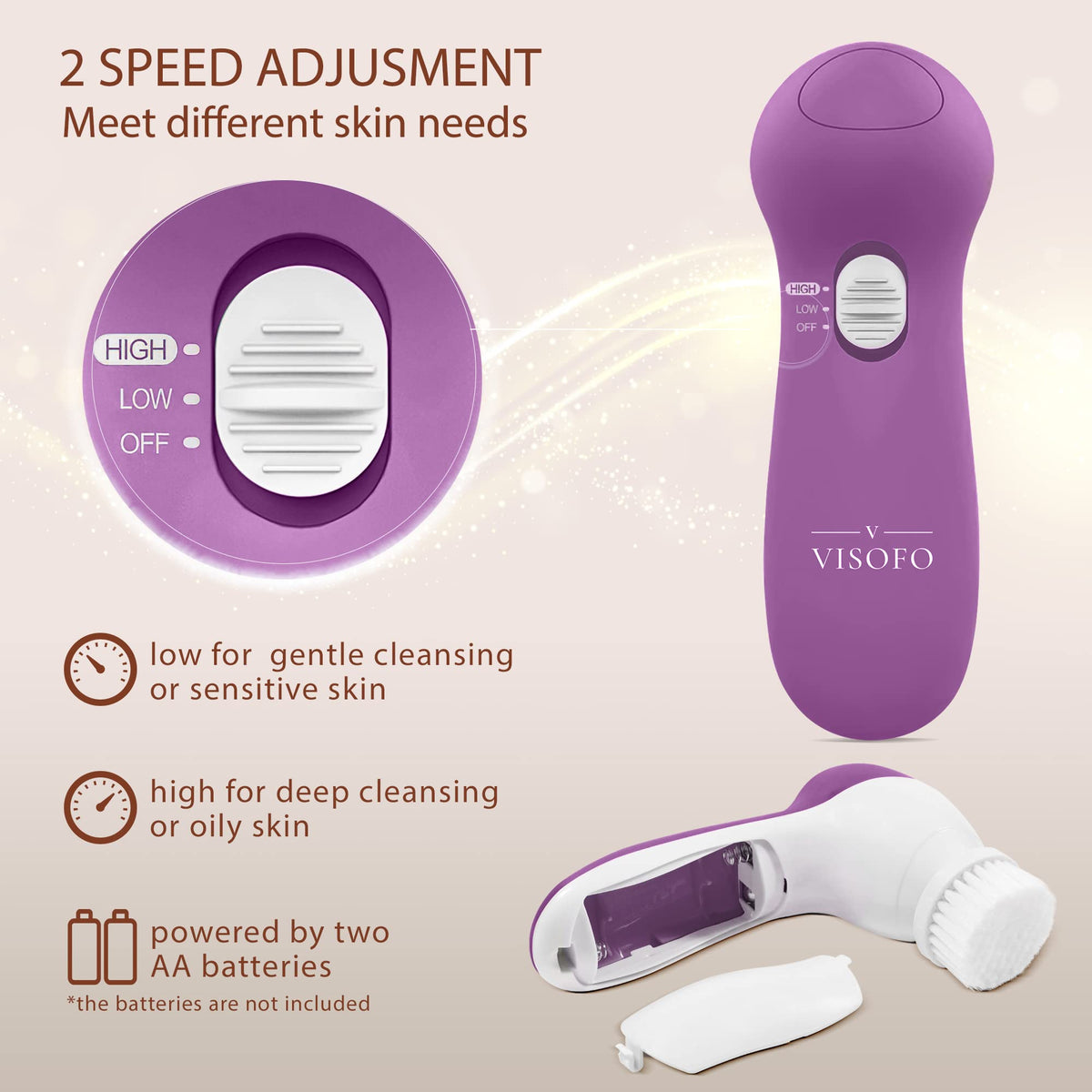 VISOFO Facial Cleansing Brush Amethyst packaging display