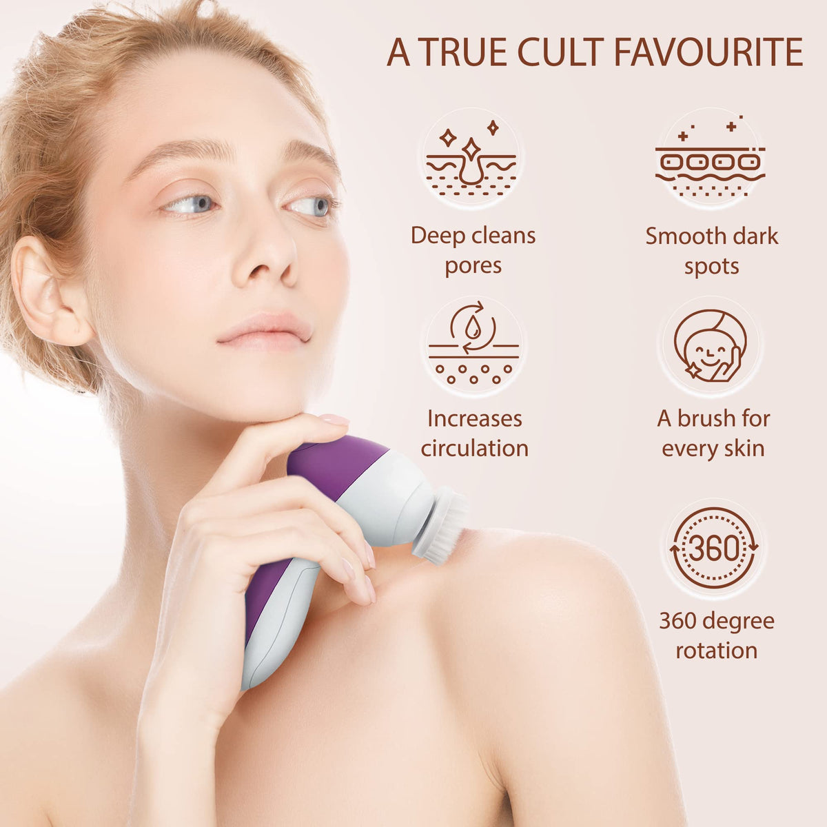 VISOFO Facial Cleansing Brush Amethyst with battery compartment
