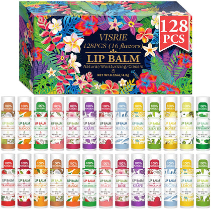 VISRIE 128 Pack Lip Balm featuring 16 different flavours