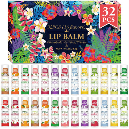 VISRIE 32 Pack Lip Balm assorted flavours front view