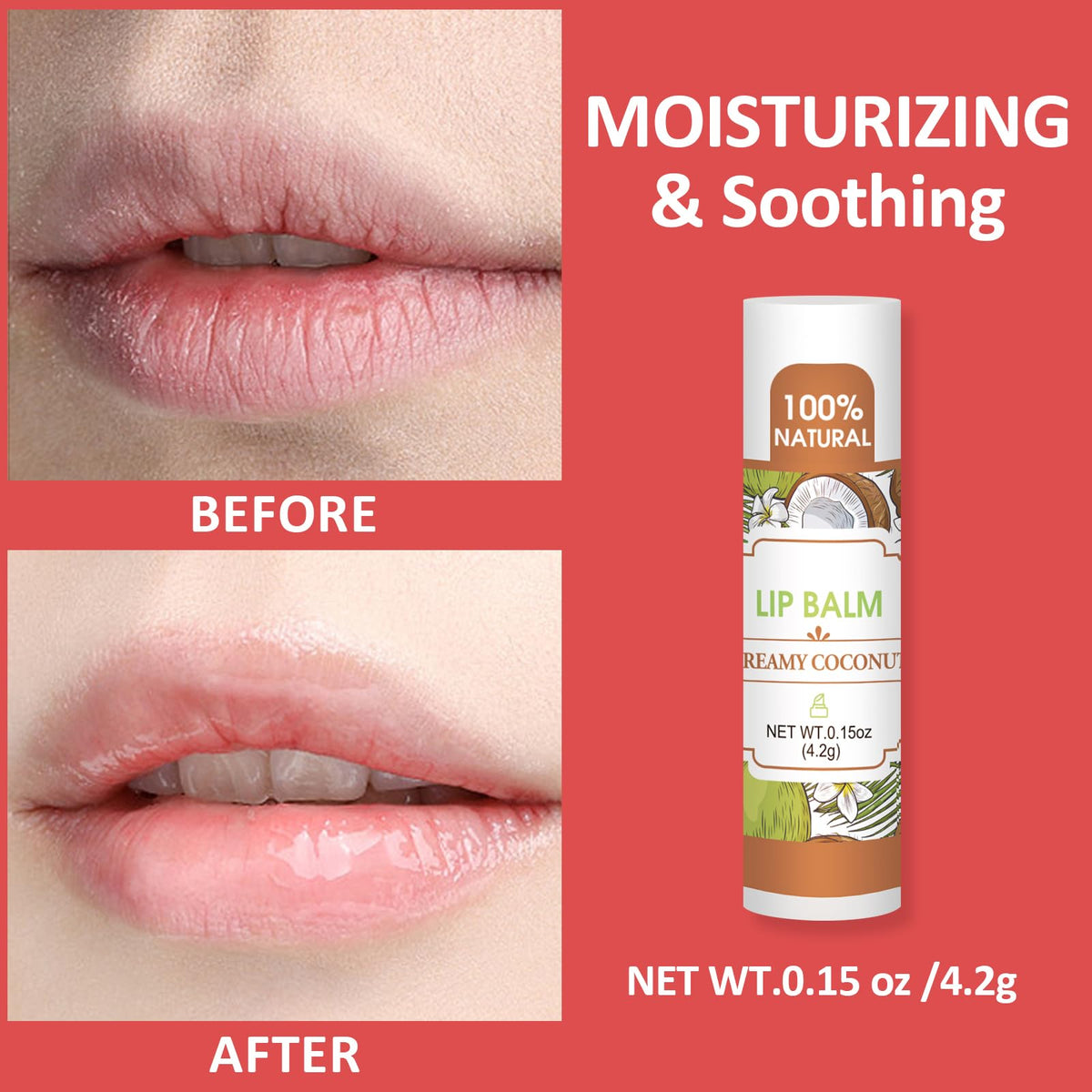 VISRIE lip balm with mint flavour on a wooden surface