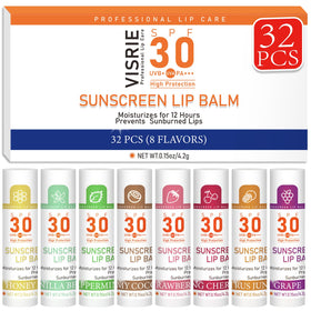 VISRIE SPF 30 Sunscreen Lip Balm 32 Pack with various flavours