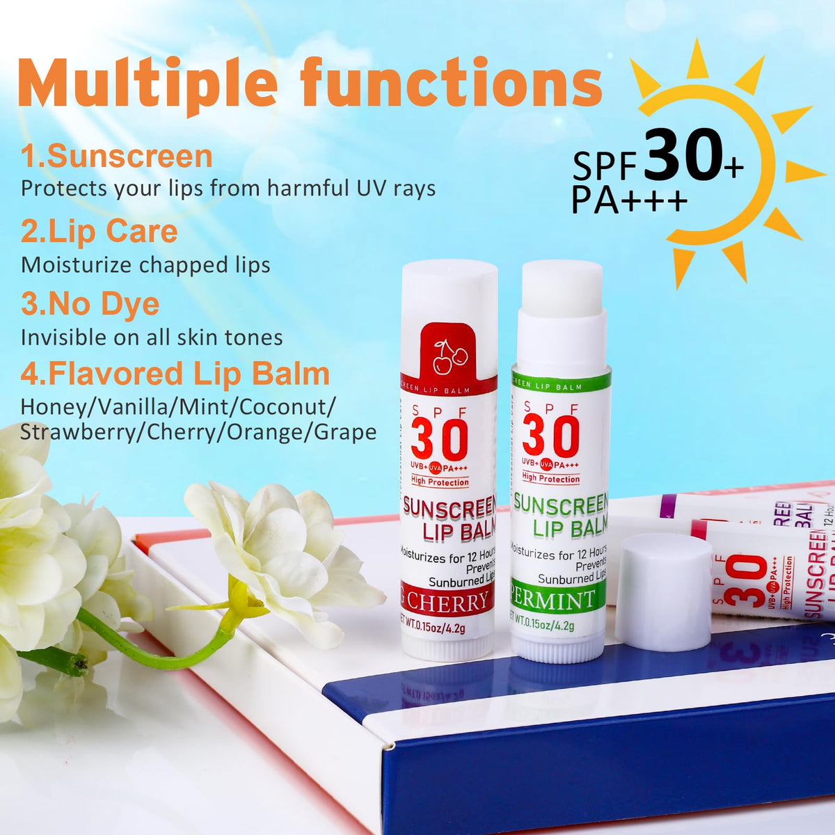 VISRIE SPF 30 Sunscreen Lip Balm in Mint flavor