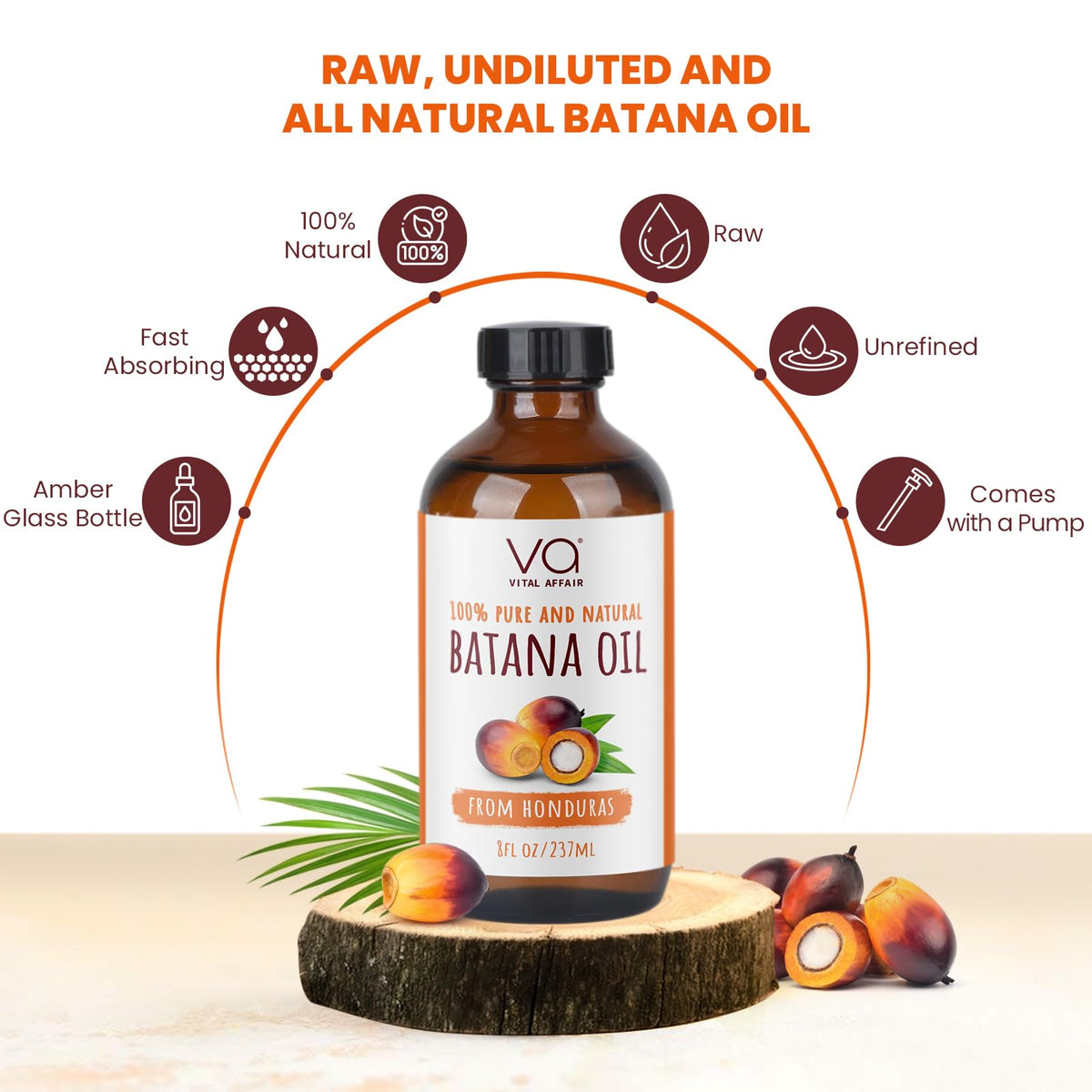 VITAL AFFAIR Batana Hair Growth Oil alongside hair care products