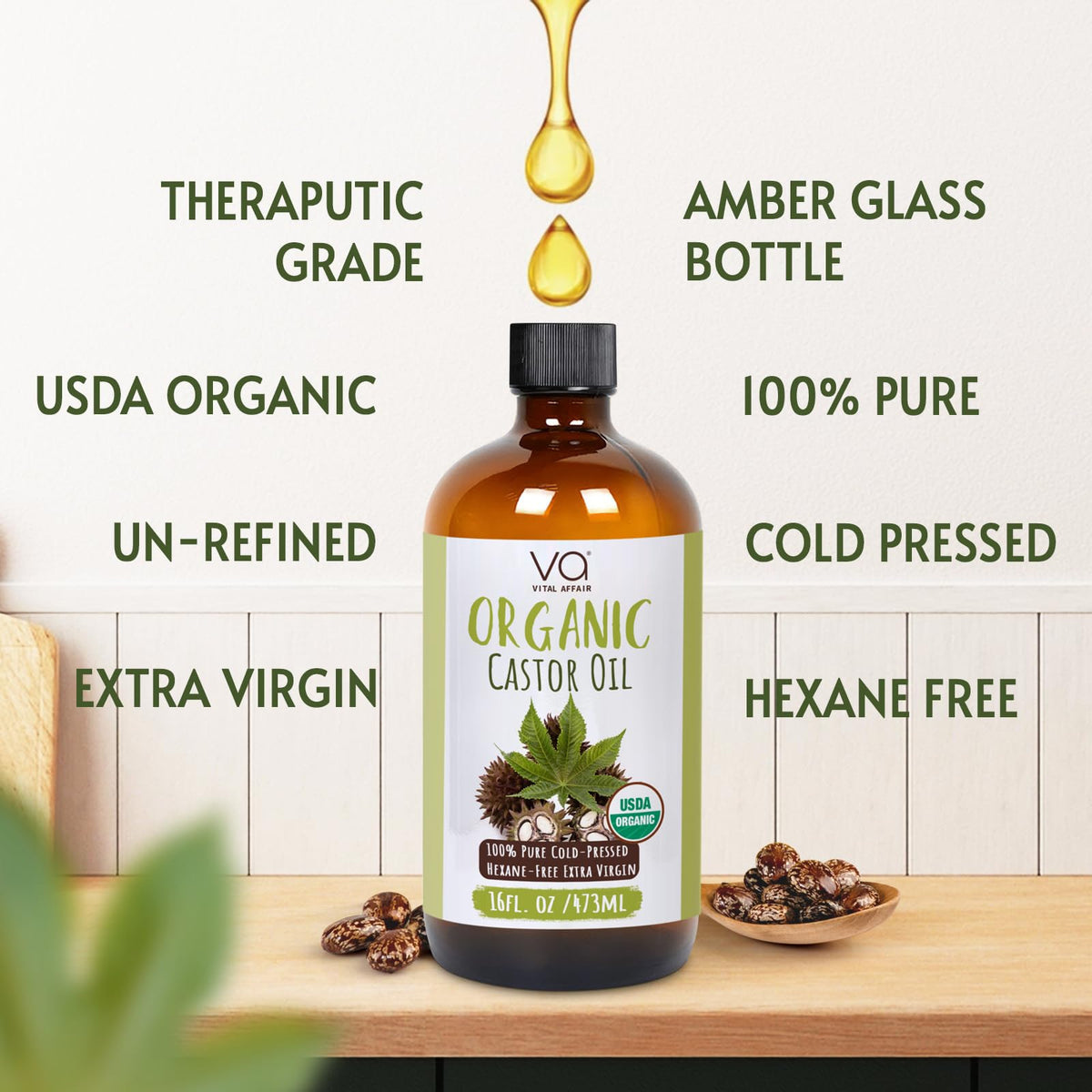 VITAL AFFAIR castor oil bottle with pump dispenser