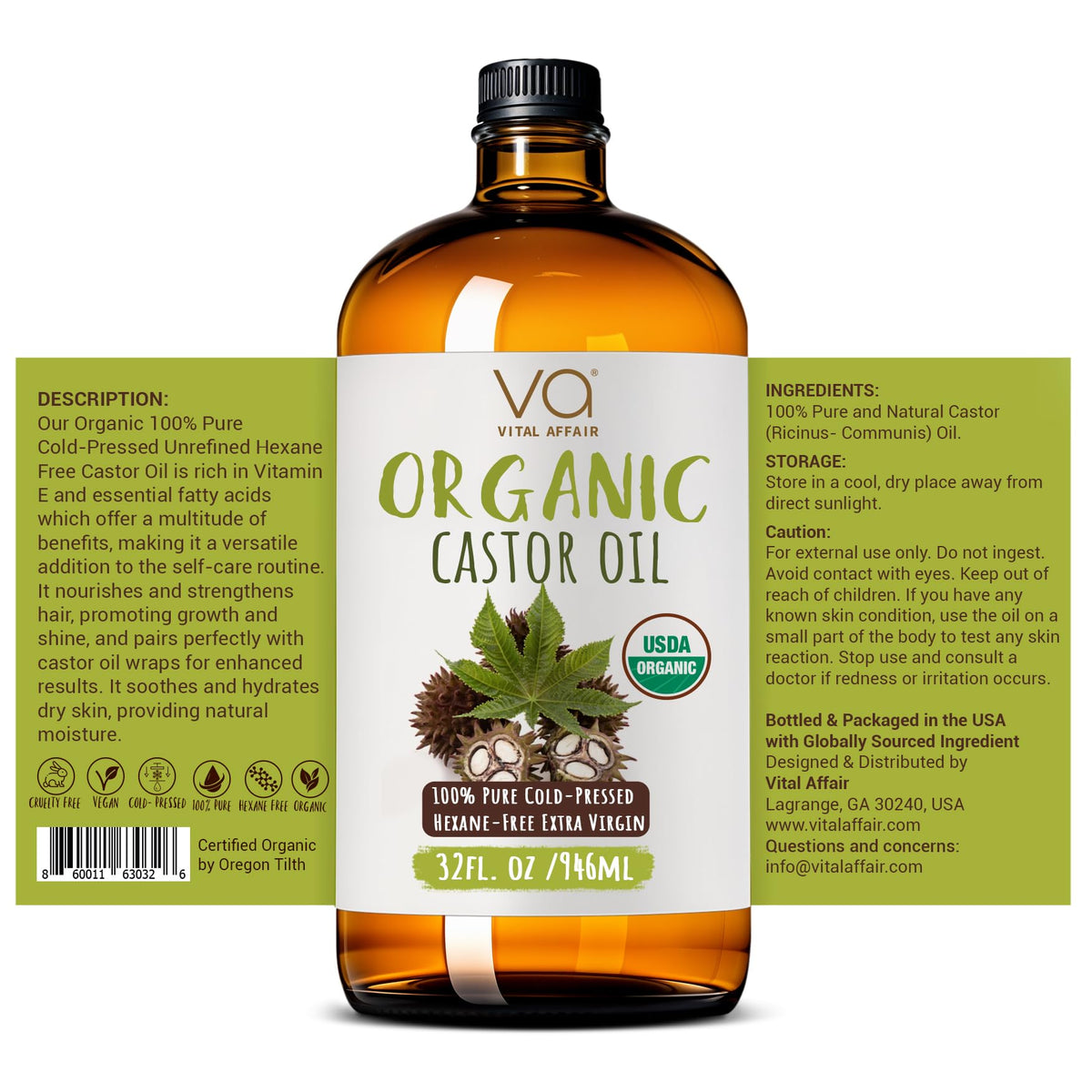VITAL AFFAIR Organic Castor Oil bottle with packaging