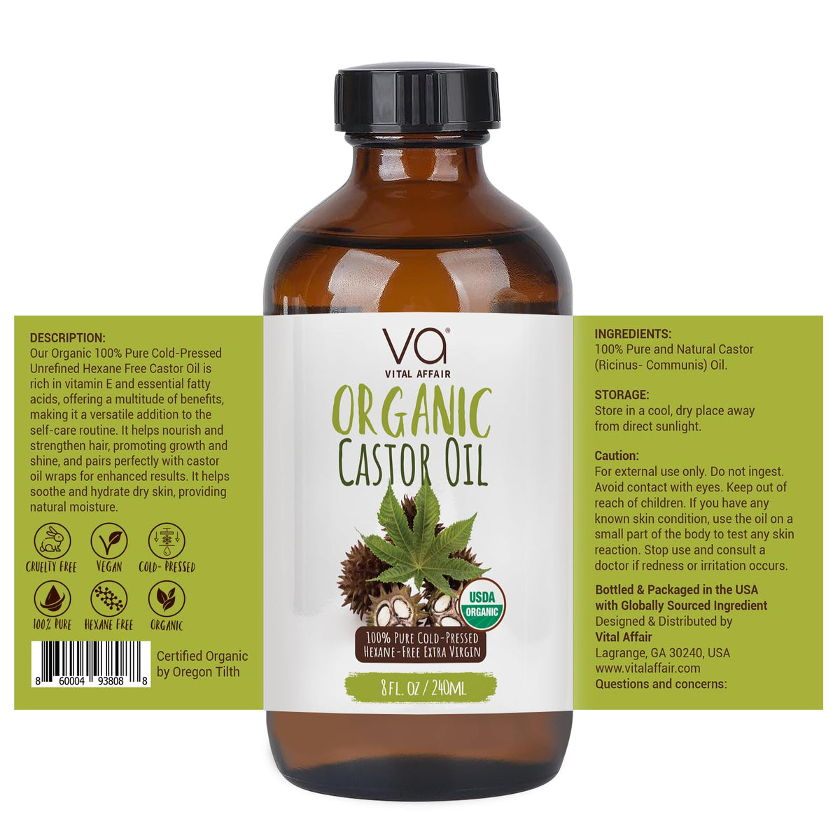 VITAL AFFAIR Organic Castor Oil for skin hydration