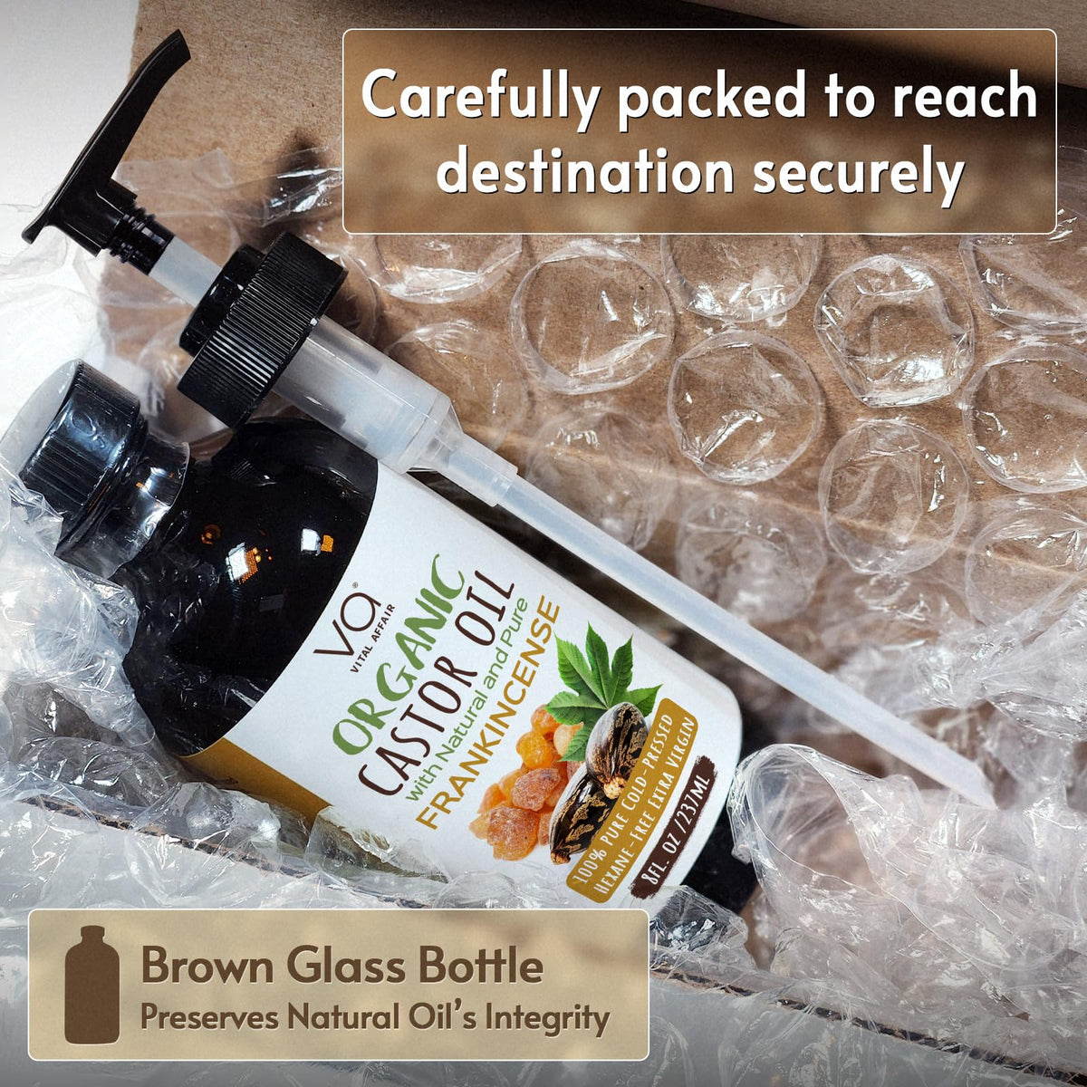 VITAL AFFAIR Organic Castor Oil with Frankincense bottle and dropper
