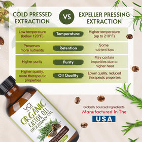 VITAL AFFAIR Organic Castor Oil with Rosemary Oil 8oz glass bottle top view