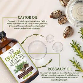 VITAL AFFAIR Organic Castor Oil with Rosemary Oil 8oz glass bottle with dropper