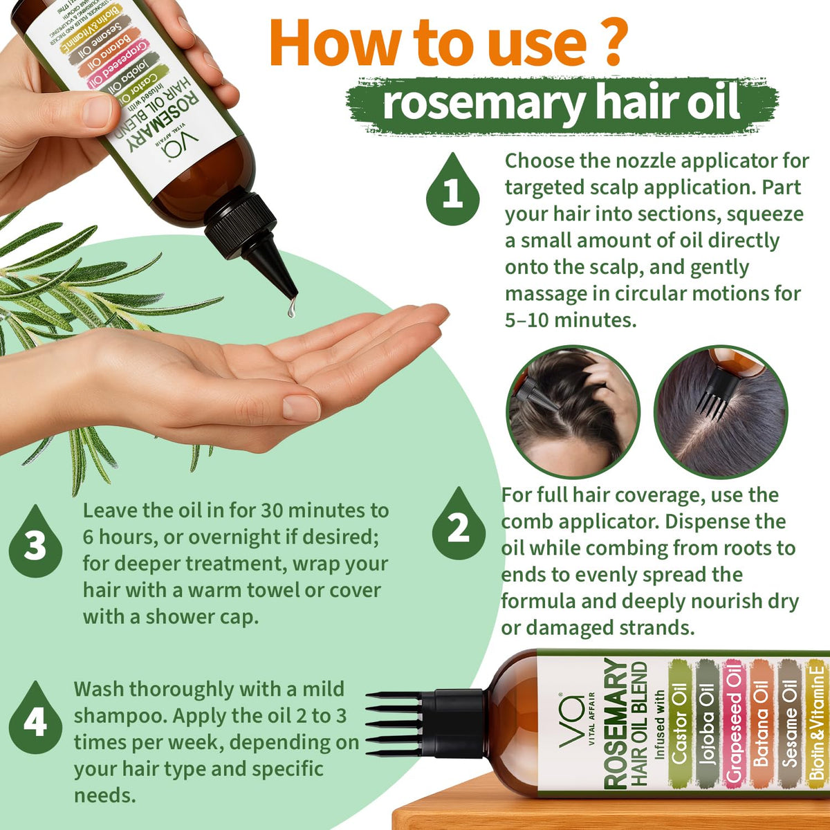VITAL AFFAIR Rosemary Oil application on hair
