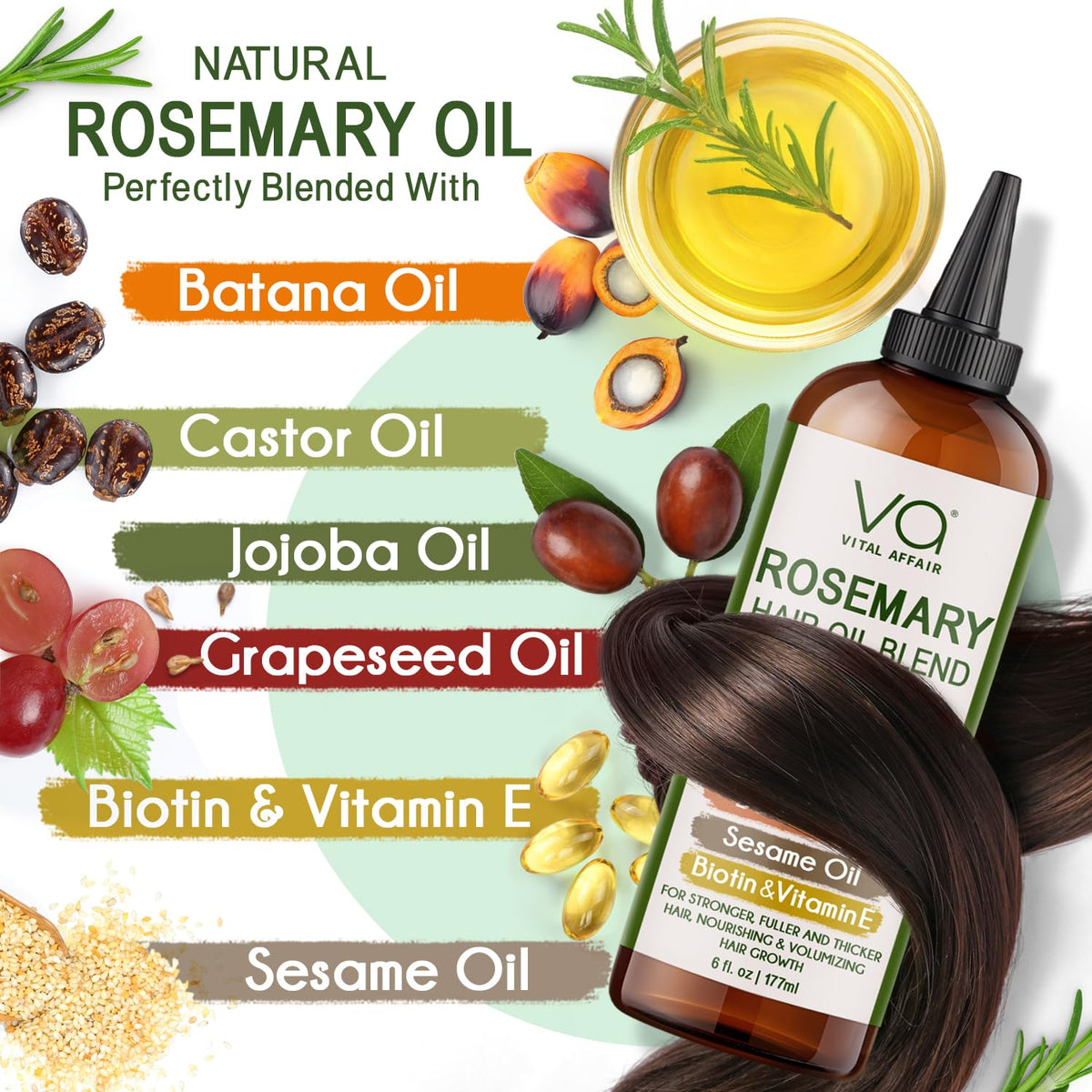 VITAL AFFAIR Rosemary Oil on a wooden table