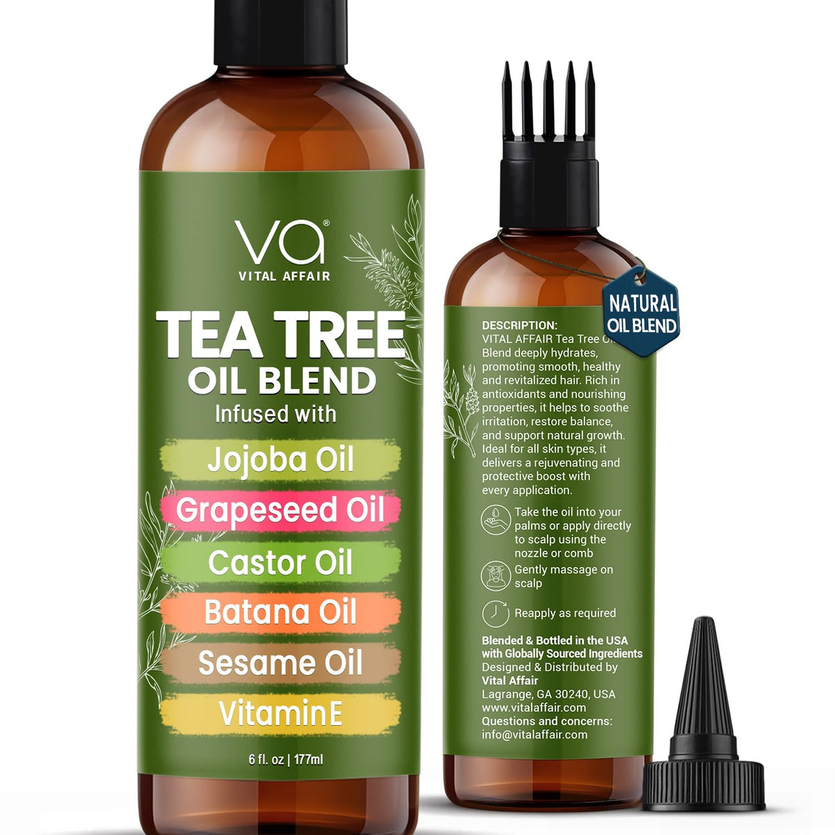 VITAL AFFAIR Tea Tree Hair Growth Oil 6 Fl Oz front view