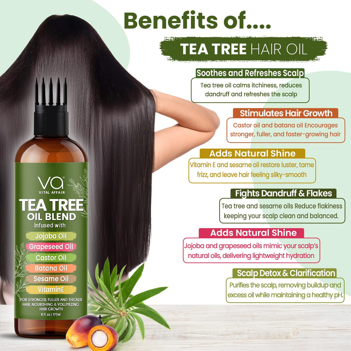 VITAL AFFAIR Tea Tree Hair Growth Oil application on scalp