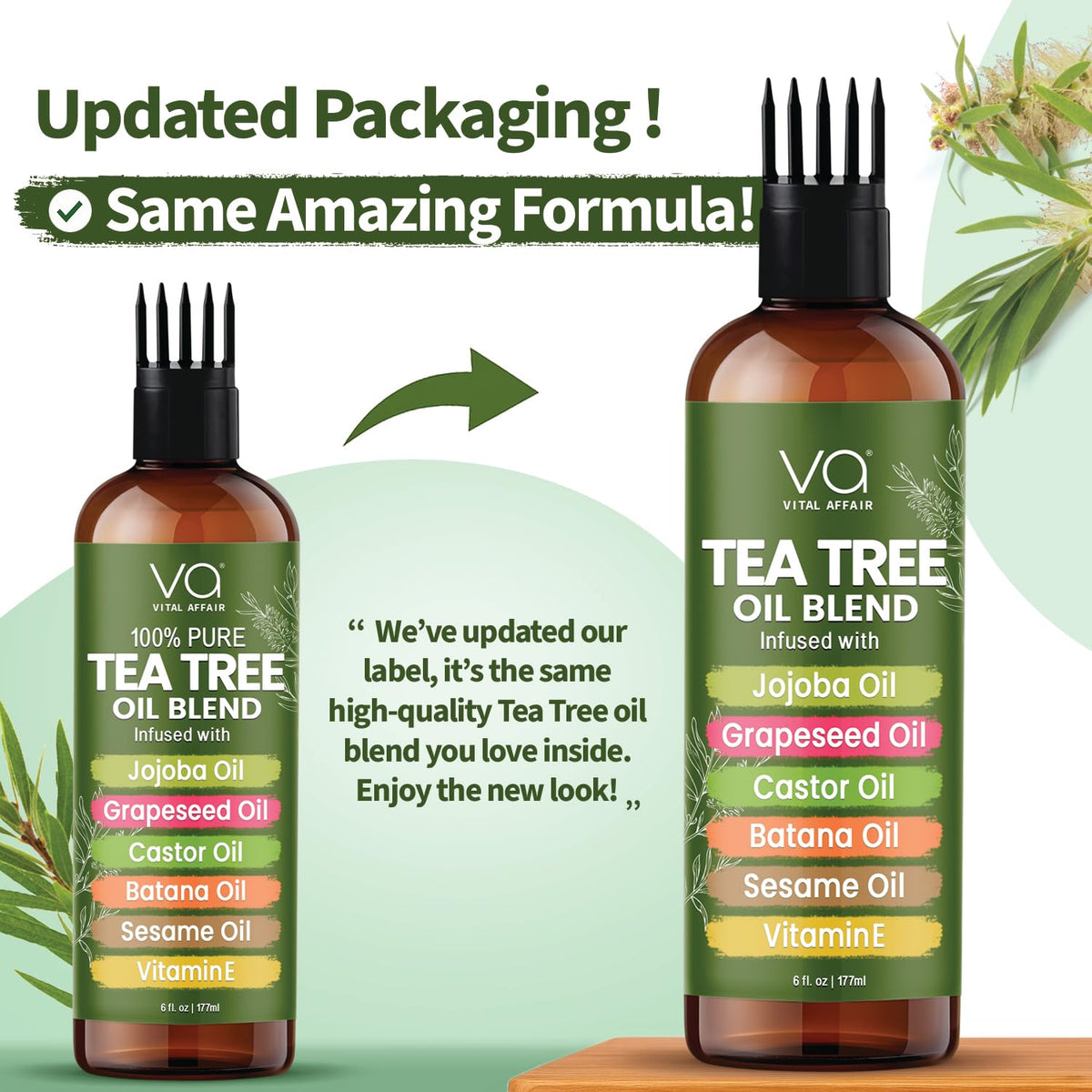 VITAL AFFAIR Tea Tree Hair Growth Oil ingredients close-up