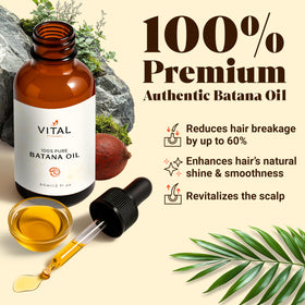 Vital Strands Batana Oil 60ml on a wooden surface