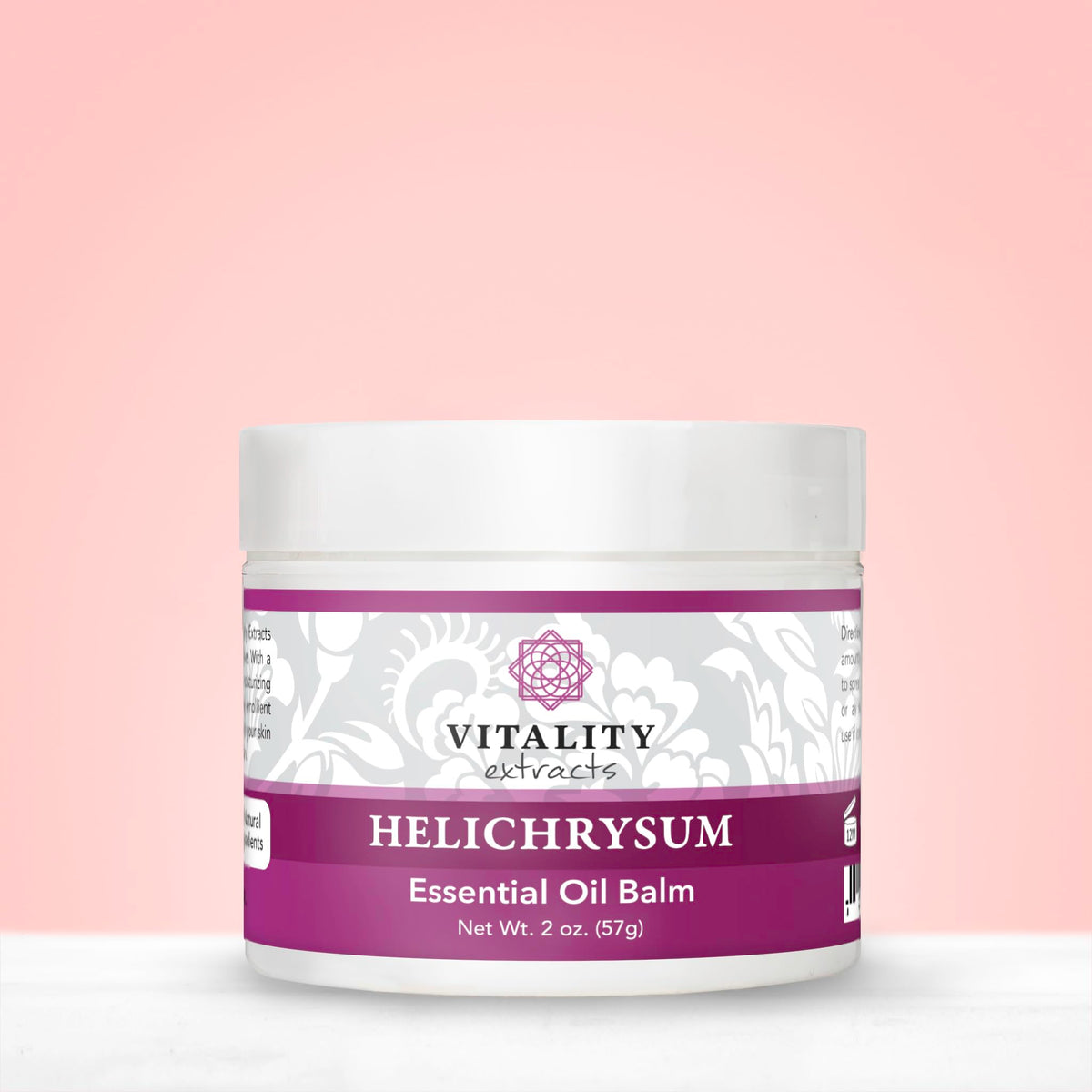 Vitality Helichrysum Balm 2oz back view with details