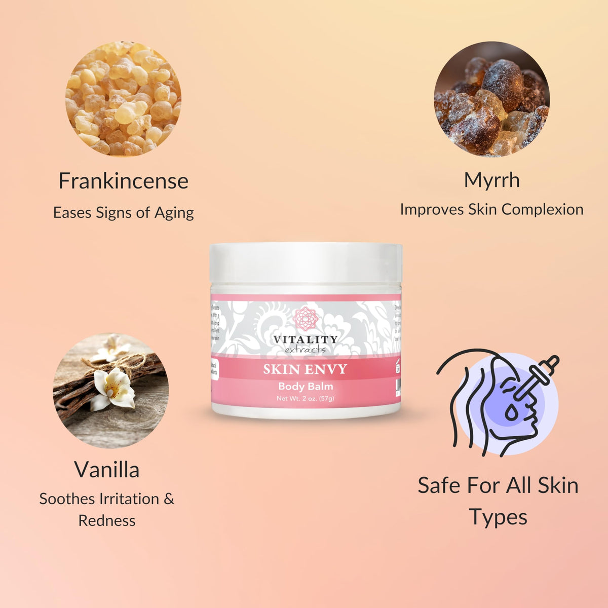 Vitality Skin Envy Balm application on skin