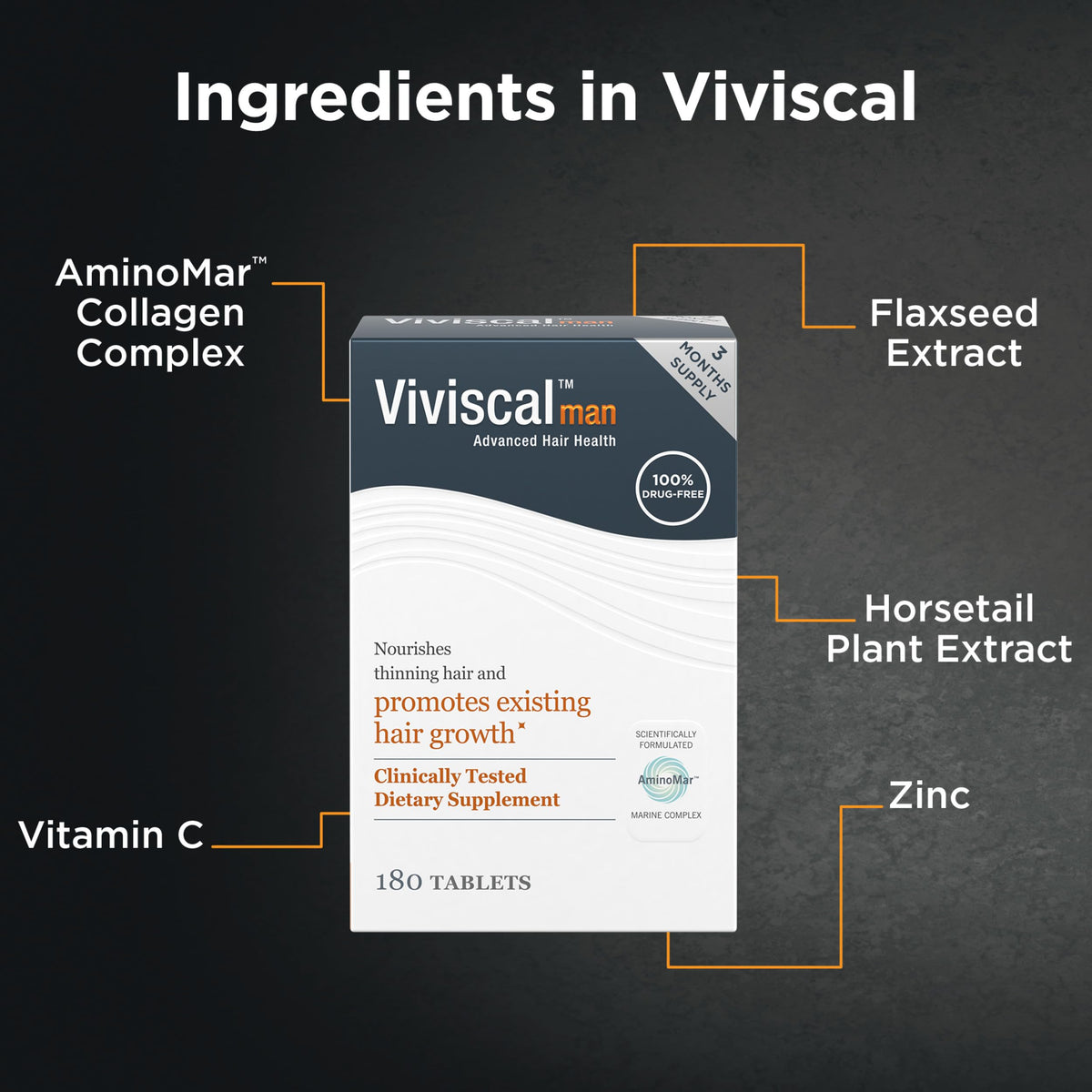 Viviscal Men's Hair Growth Supplements nutritional information