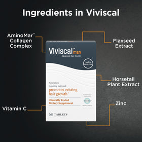 Viviscal Men's Hair Growth Supplements packaging with dosage instructions