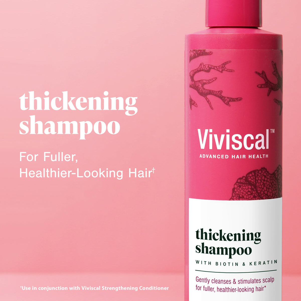Viviscal Thickening Shampoo bottle with floral design