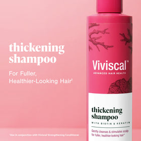 Viviscal Thickening Shampoo bottle with floral design