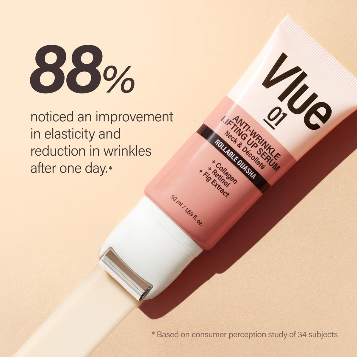 VLUE 01 Retinol Guasha Neck Firming Cream application on neck