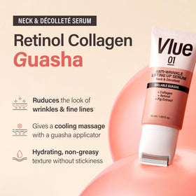 VLUE 01 Retinol Guasha Neck Firming Cream showing Guasha applicator