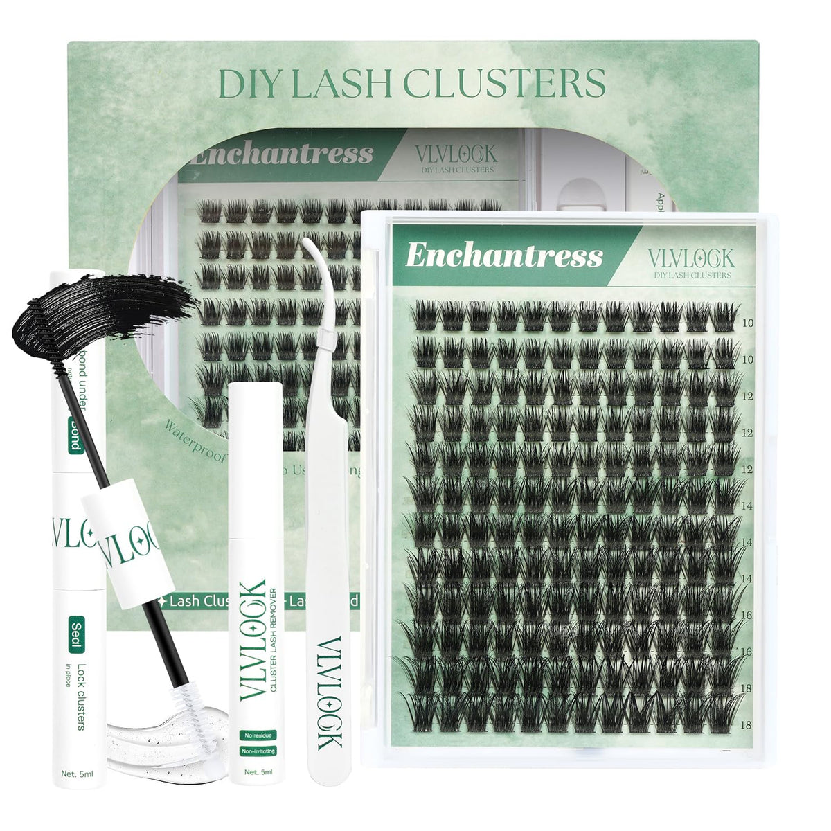 VLVLOCK Enchantress Lash Clusters Kit with 10-18mm lashes