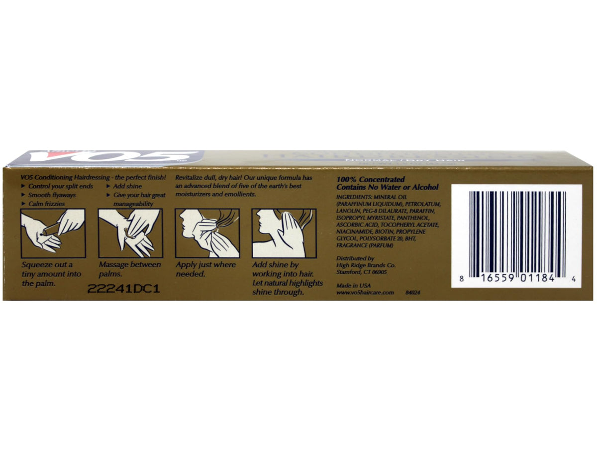 VO5 Conditioning Hairdressing 1.5 oz tube side view